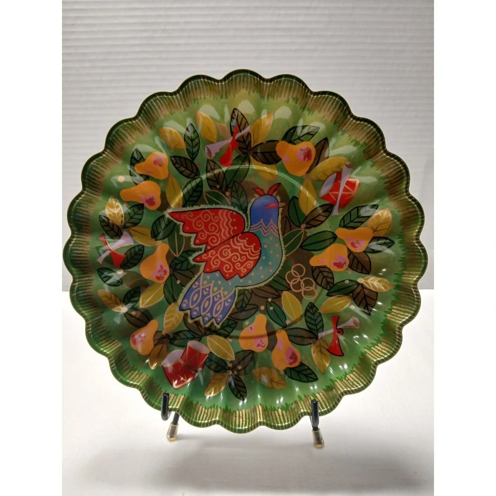 Vintage Christmas 1960's Plastic Cookie Tray Twelve Days Partridge In Pear Tree